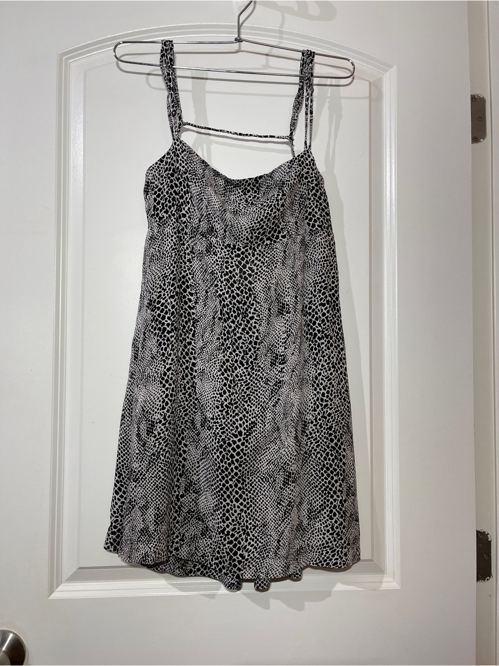 Free People Black and White Animal Print Slip Dress